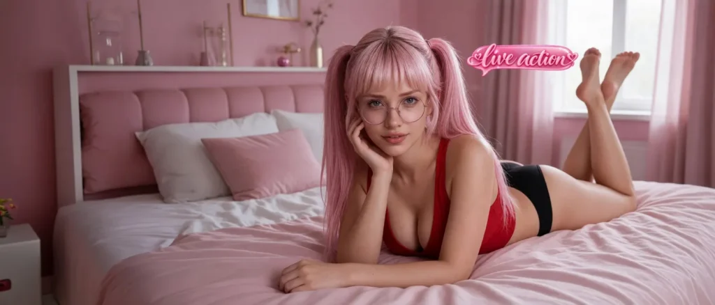 Mona, a recurring Candy AI character, in a live action promotional image