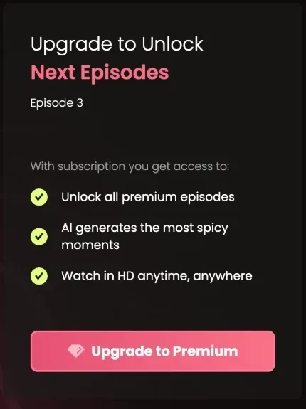 Candy Shorts upgrade panel listing the Premium benefits